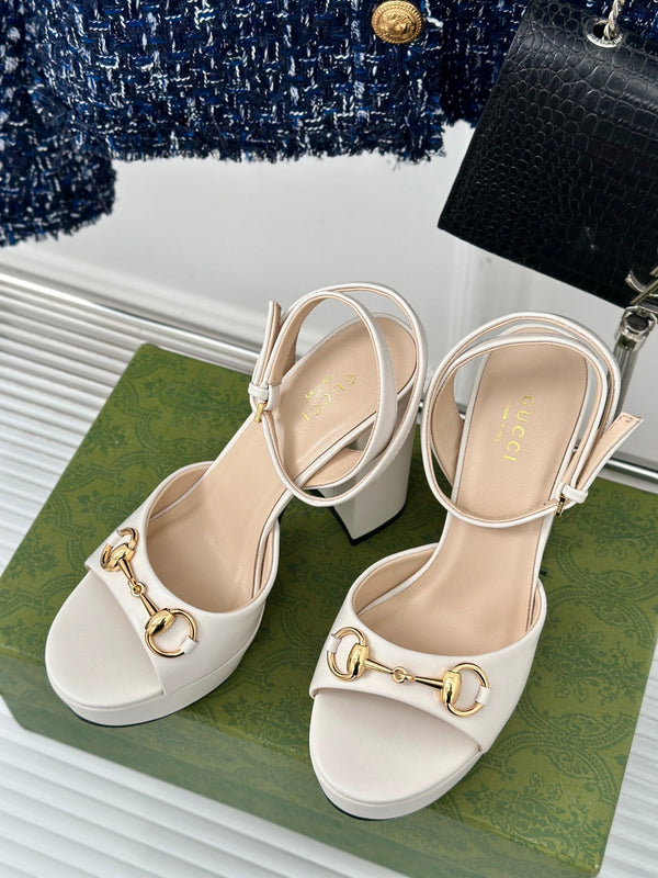 horsebit 11cm platform sandal cream calfskin