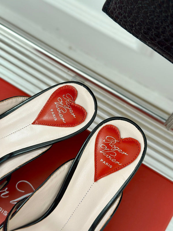 Mary Jane Virgule Mules 55 Black Patent Leather