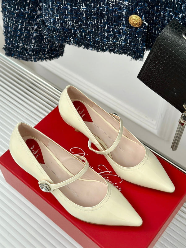 Mary Jane Virgule Pumps 55 White Patent Leather