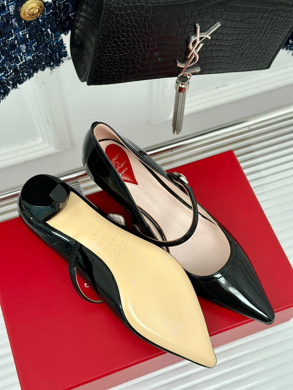 Mary Jane Virgule Pumps 55 Black Patent Leather