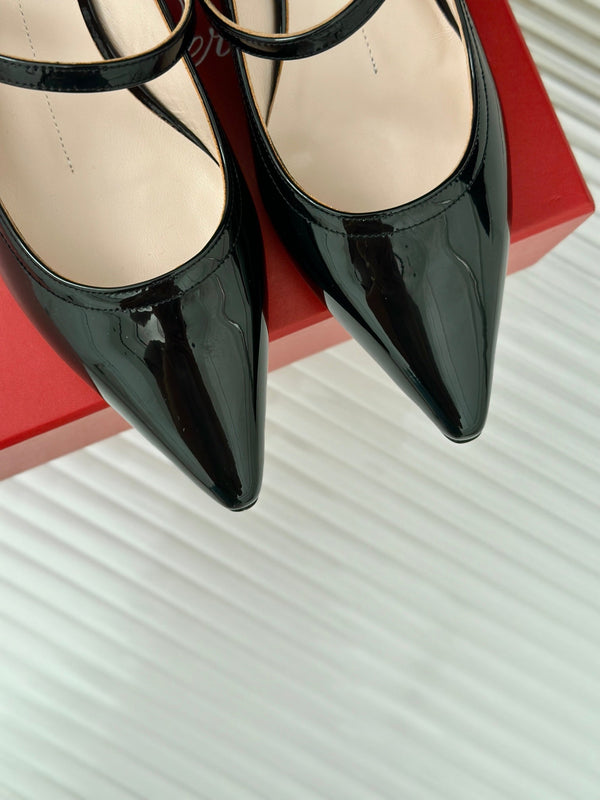 Mary Jane Virgule Pumps 55 Black Patent Leather