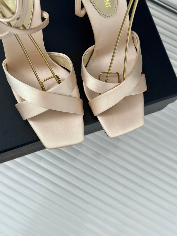 SL CORINNE SANDALS BEIGE SATIN CREPE