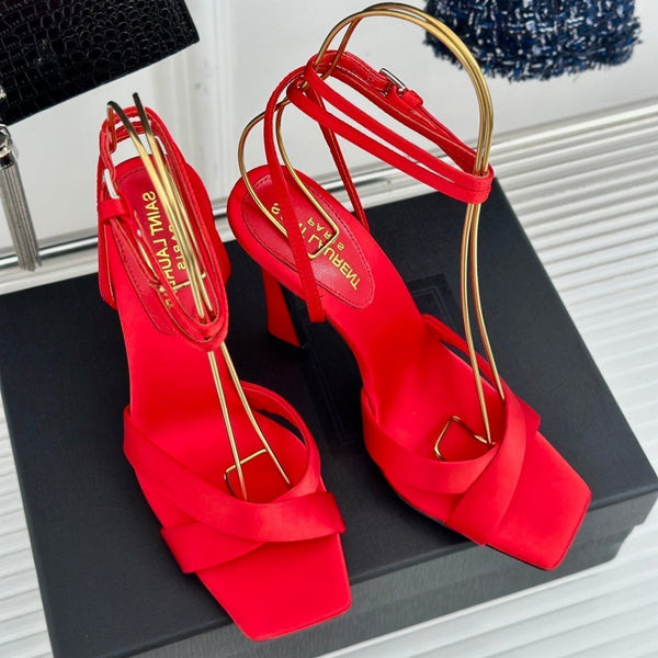 SL CORINNE SANDALS ROSE SATIN CREPE