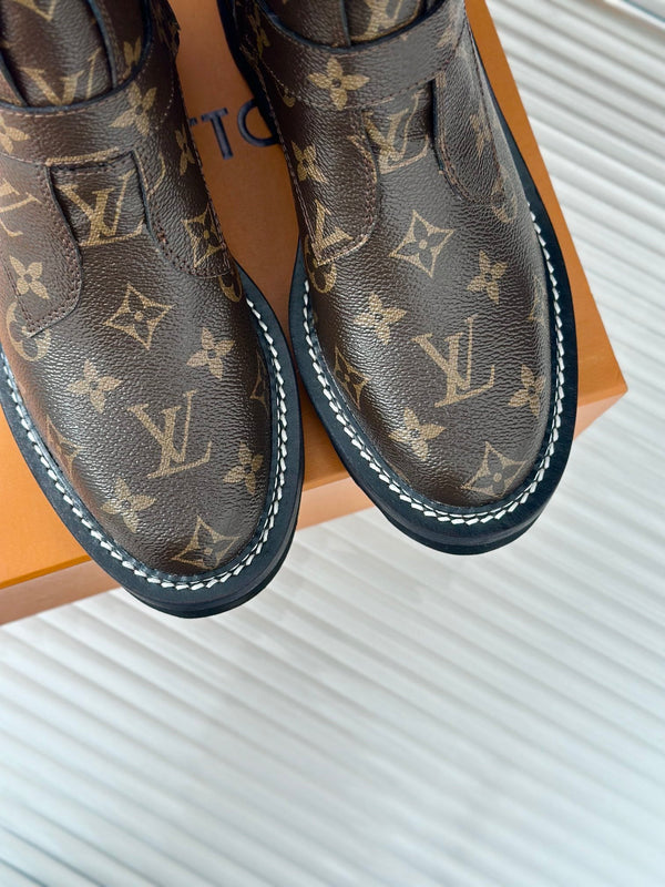 LV Beaubourg Ankle Boot 30mm Dark Brown Monogram Calfskin