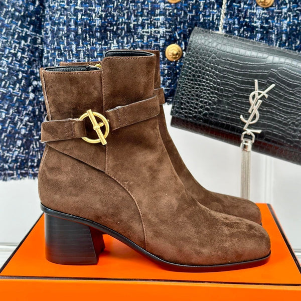 stivaletto jill 60 in pelle di vitello scamosciata marrone scuro