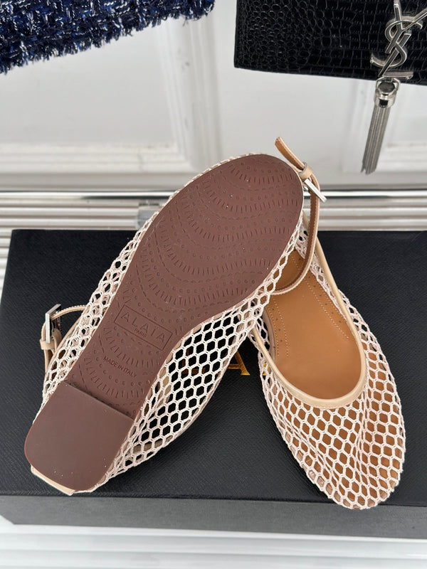 Alaia Mary Jane Ballet Flat Nude Lambskin 293230