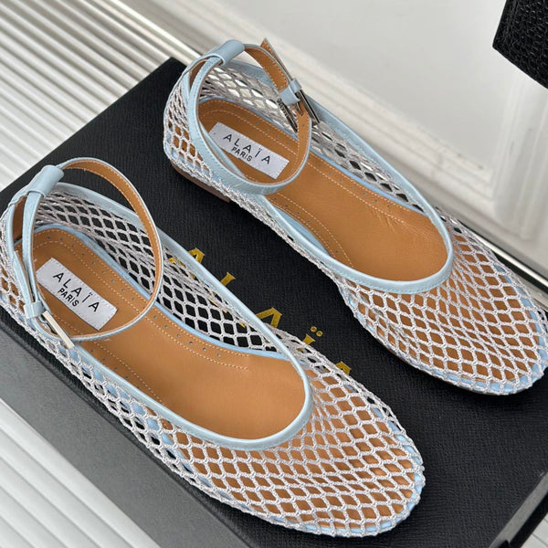 Alaia Mary Jane Ballet Flat Light Blue Lambskin 293231