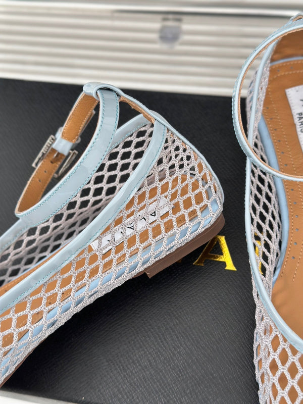 Alaia Mary Jane Ballet Flat Light Blue Lambskin 293231