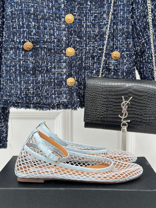 Alaia Mary Jane Ballet Flat Light Blue Lambskin 293231