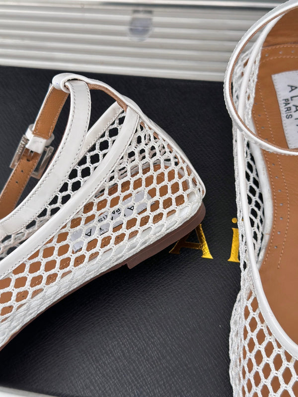 Alaia Mary Jane Ballet Flat White Lambskin 293232