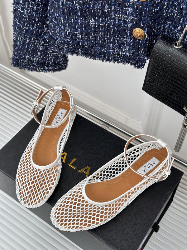 Alaia Mary Jane Ballet Flat White Lambskin 293232