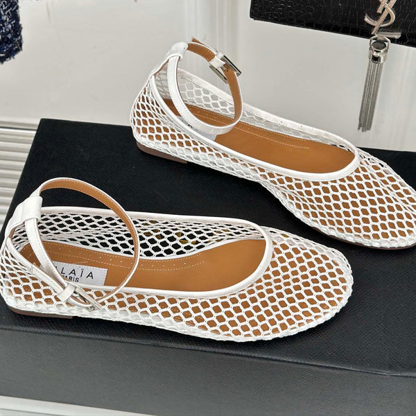 Alaia Mary Jane Ballet Flat White Lambskin 293232