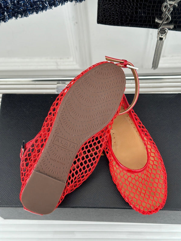 Alaia Mary Jane Ballet Flat Red Lambskin 293233