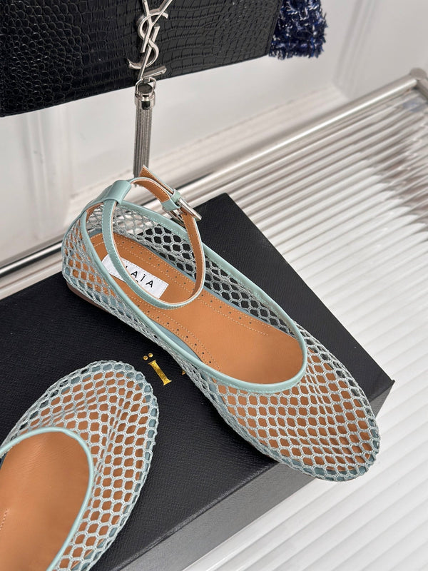 Alaia Mary Jane Ballet Flat Lagoon Green Lambskin293234