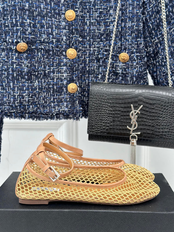 Alaia Mary Jane Ballet Flat Yellow Lambskin 293235