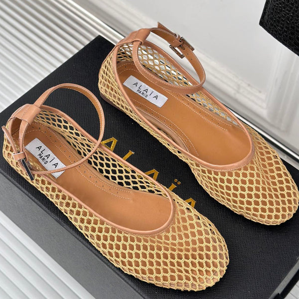 Alaia Mary Jane Ballet Flat Yellow Lambskin 293235