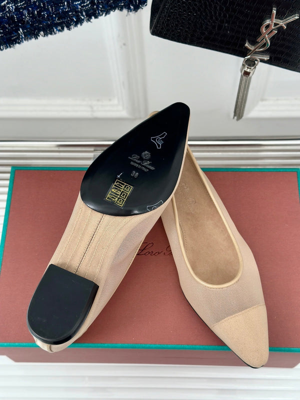 LP Primula Ballet Flat In Beige Mesh Fabric With Suede Lining 989400