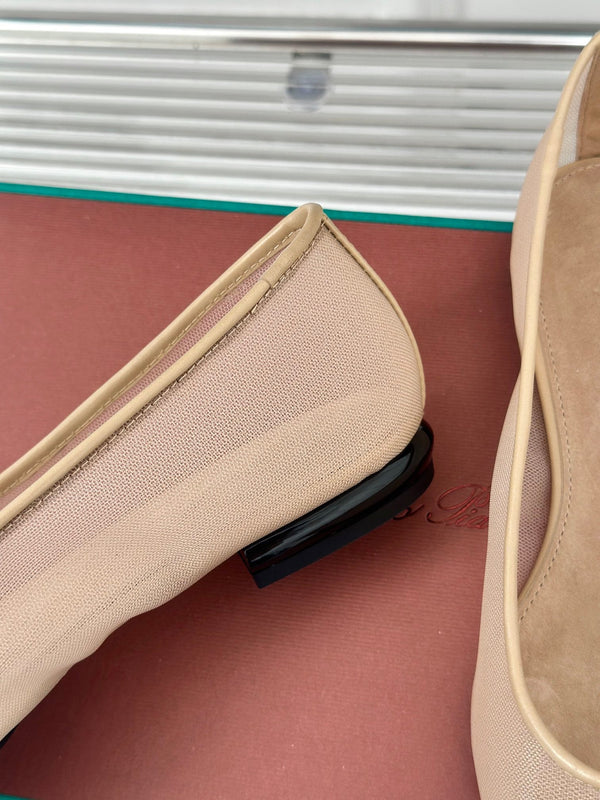 LP Primula Ballet Flat In Beige Mesh Fabric With Suede Lining 989400