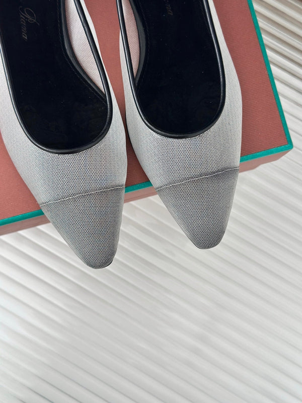 LP Primula Ballet Flat In White Mix Black Mesh Fabric With Suede Lining 989402