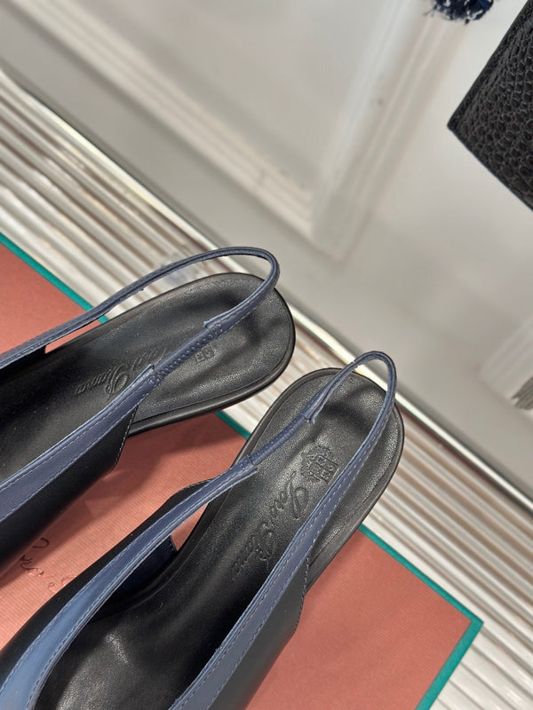 LP Rebecca Slingbacks In Black Mix Charcoal Blue Lambskin 989417