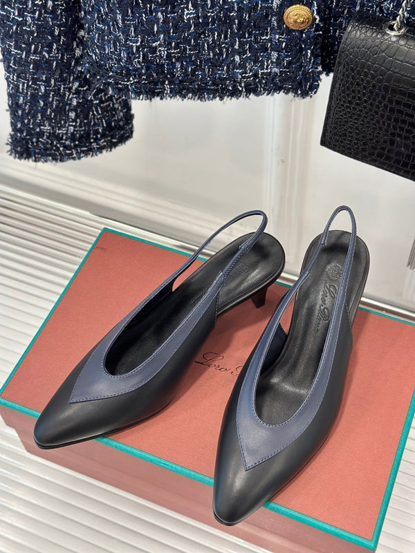 LP Rebecca Slingbacks In Black Mix Charcoal Blue Lambskin 989417