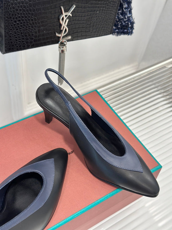 LP Rebecca Slingbacks In Black Mix Charcoal Blue Lambskin 989417