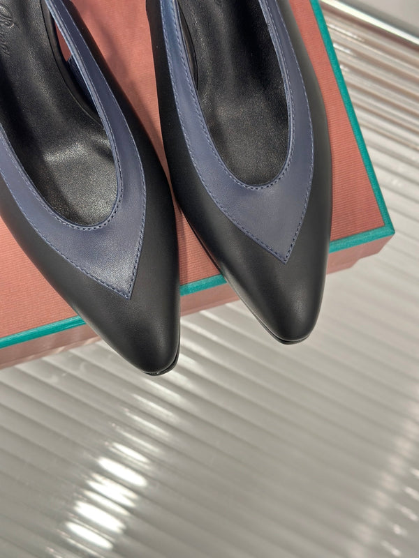 LP Rebecca Slingbacks In Black Mix Charcoal Blue Lambskin 989417