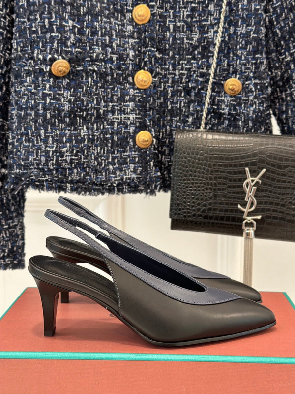 LP Rebecca Slingbacks In Black Mix Charcoal Blue Lambskin 989417