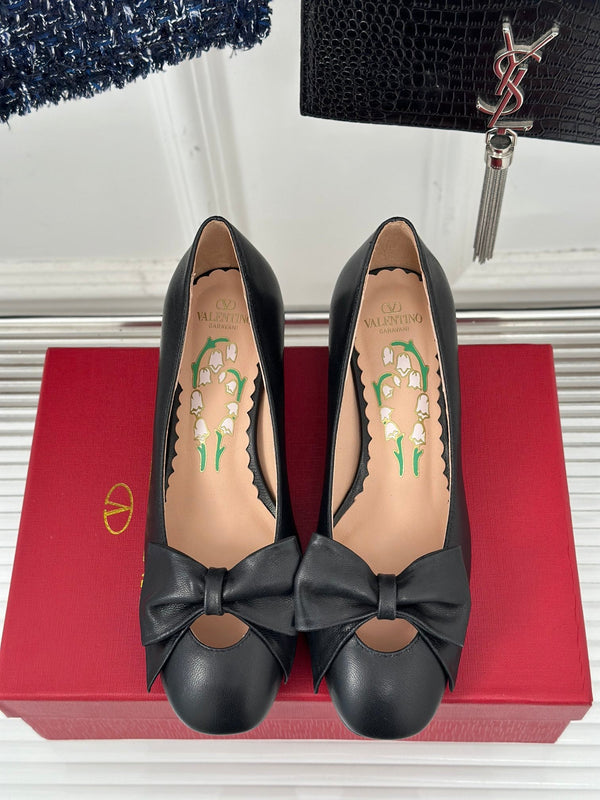 Décolleté Bowow in pelle di capretto 40 mm in pelle di agnello nera 989188