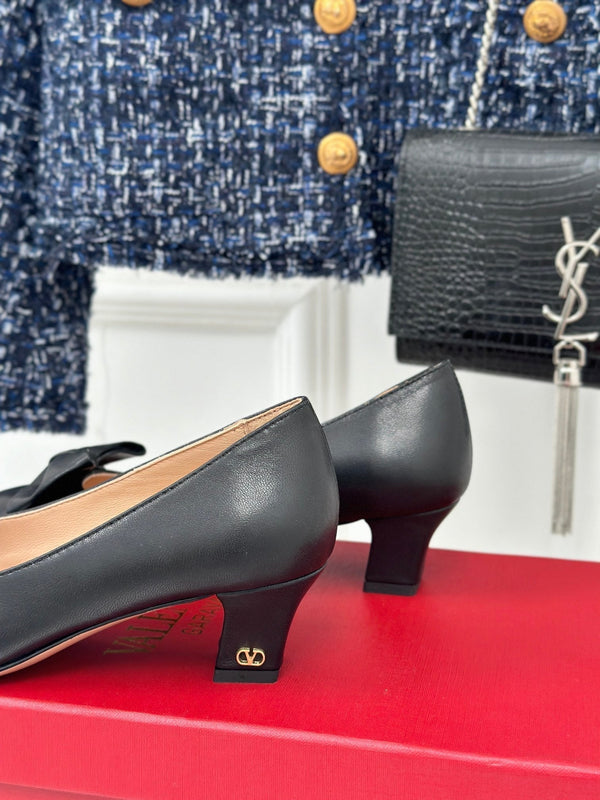 Décolleté Bowow in pelle di capretto 40 mm in pelle di agnello nera 989188