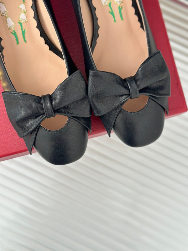 Décolleté Bowow in pelle di capretto 40 mm in pelle di agnello nera 989188