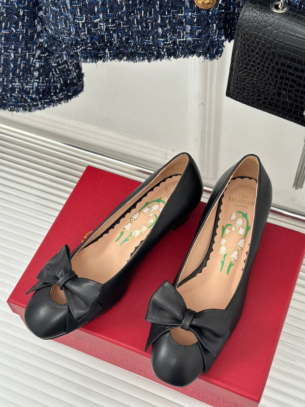 Décolleté Bowow in pelle di capretto 40 mm in pelle di agnello nera 989188