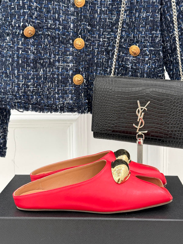 Alaia Slipper With Gold Hardware Red Calfskin 293197