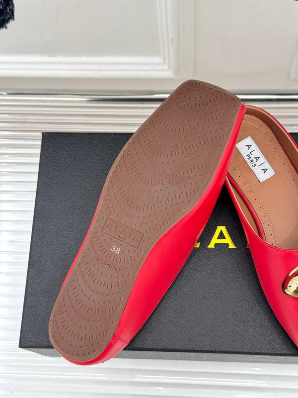 Alaia Slipper With Gold Hardware Red Calfskin 293197