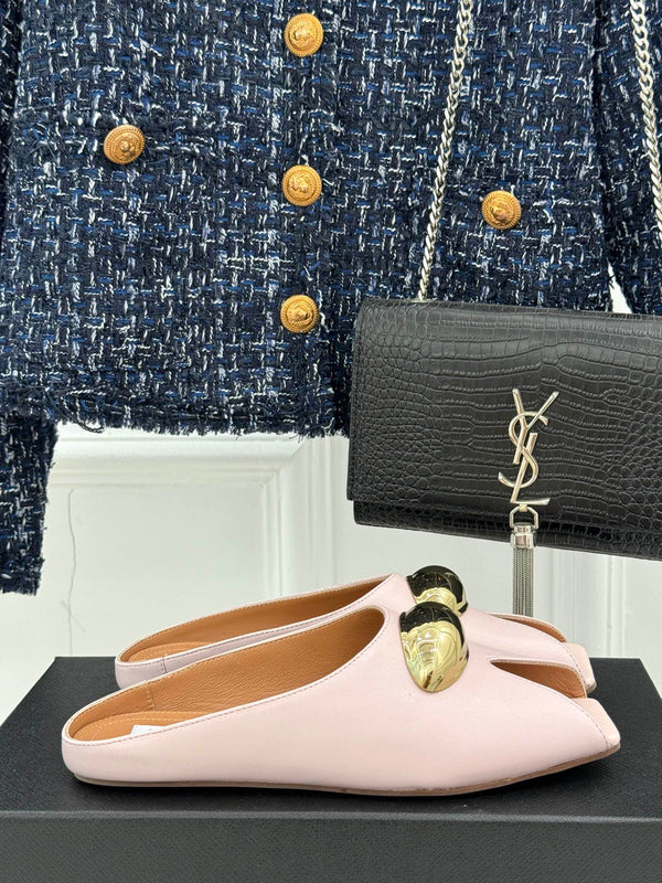 Alaia Slipper With Gold Hardware Pink Calfskin 293199