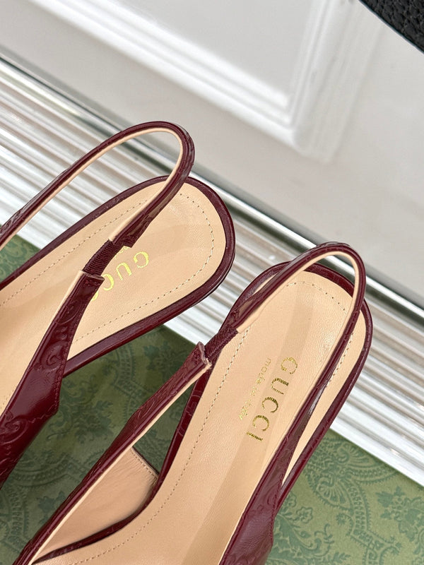 GG Horsebit Slingback 100MM Burgundy GG Leather Point Toe