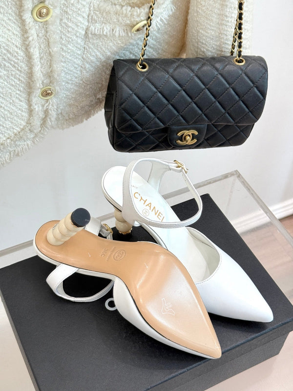 CC 25 Slingback White Lambskin 308651