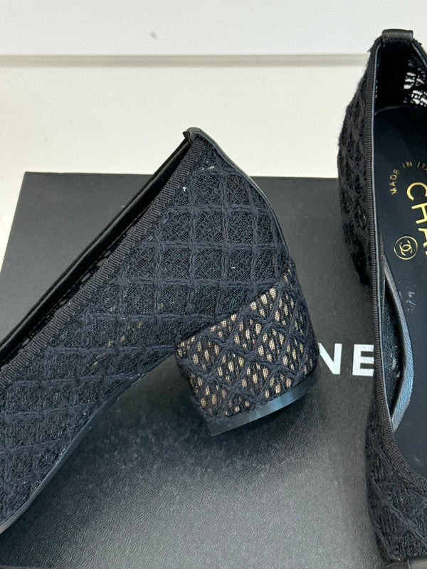 Chanel 25 Ballet Flat 50mm Black Woven Lambskin 473051