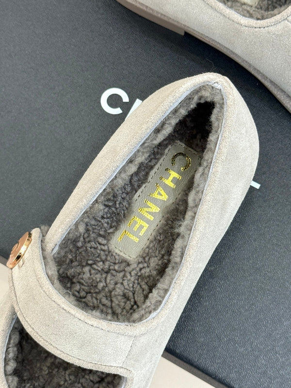 CC 25A Mary Janes Grey Suede And Lambswool 404663