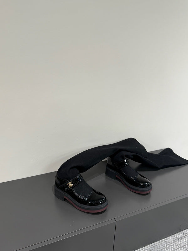 CC 25ss Long Sock Boots Black Patent Leather& Wool 417819