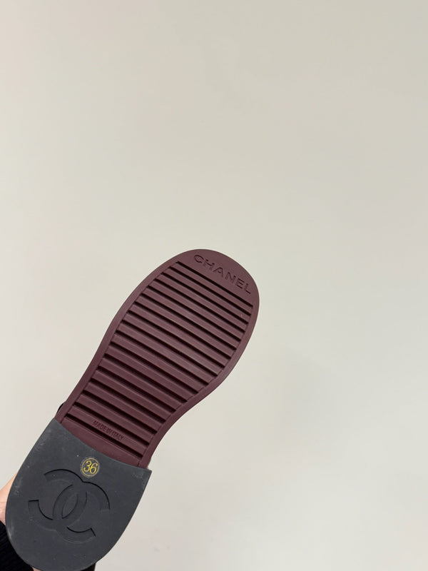 CC 25ss Long Sock Boots Black Patent Leather& Wool 417819