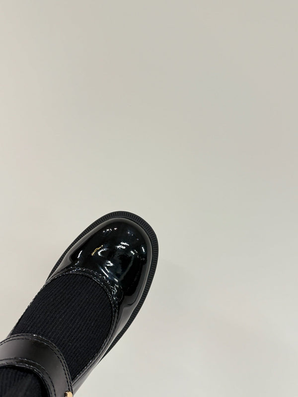 CC 25ss Short Sock Boots Black Patent Leather& Wool 417818