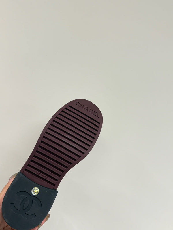 CC 25ss Short Sock Boots Black Patent Leather& Wool 417818