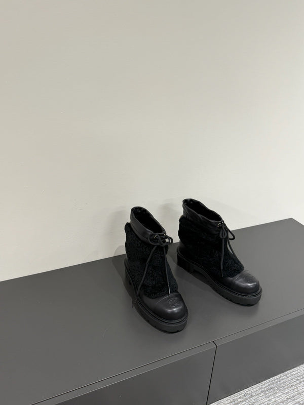 CC 25ss Martin Snow Boots Black Cowhide & Lambswool 417821