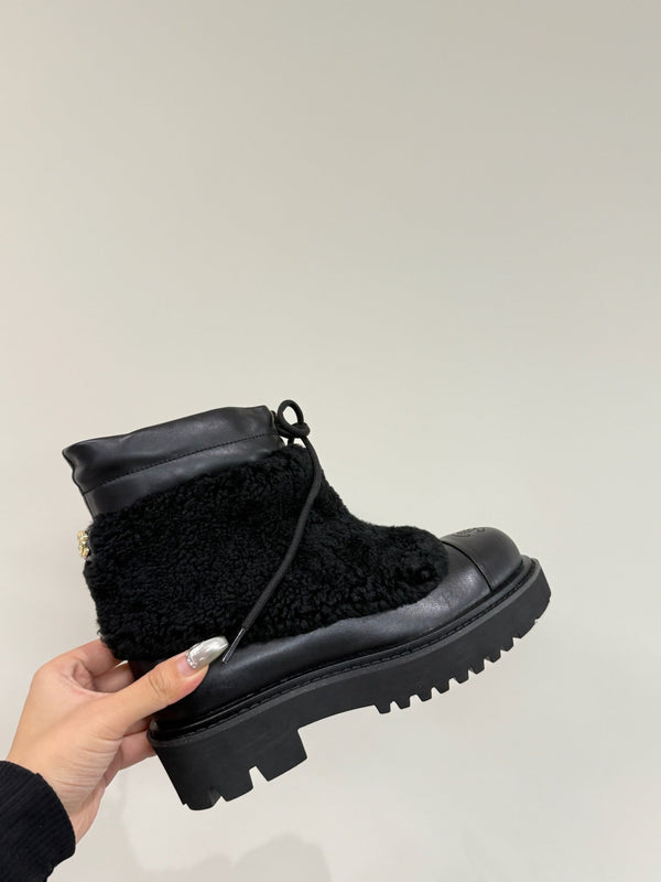 CC 25ss Martin Snow Boots Black Cowhide & Lambswool 417821