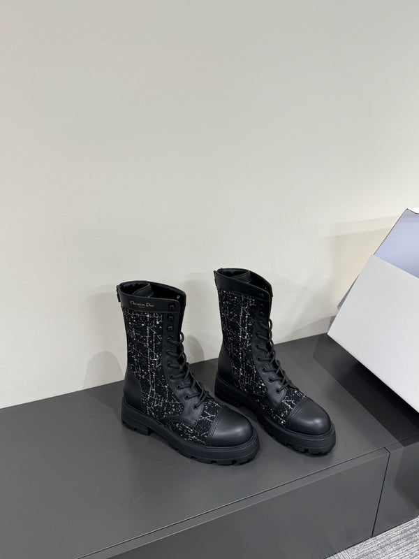 CD D-Unit Ankle Boot In Black Tweed And Cowhide 109609