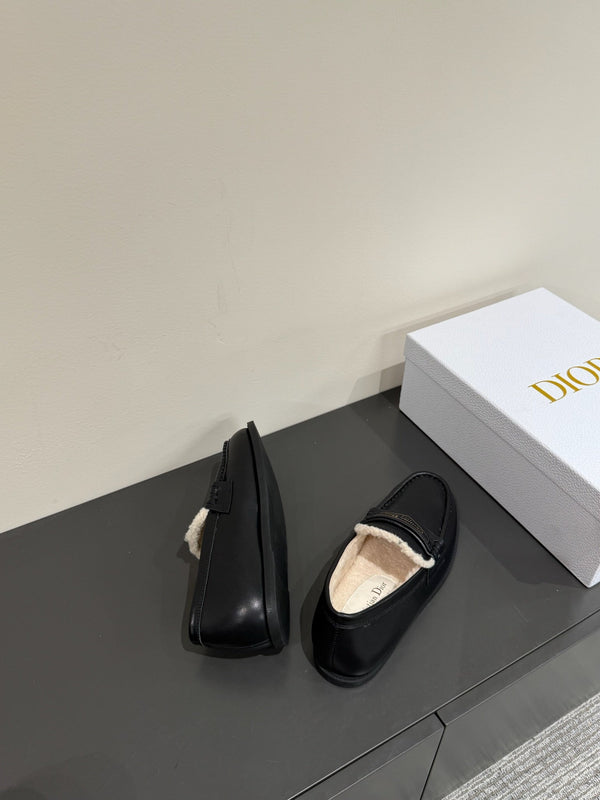 CD Loafers In Black Lambskin And Fleece Lining 109291