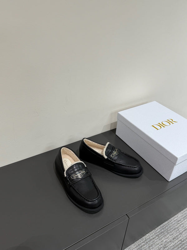 CD Loafers In Black Lambskin And Fleece Lining 109291