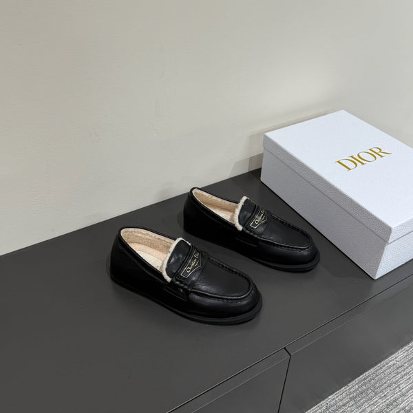 CD Loafers In Black Lambskin And Fleece Lining 109291