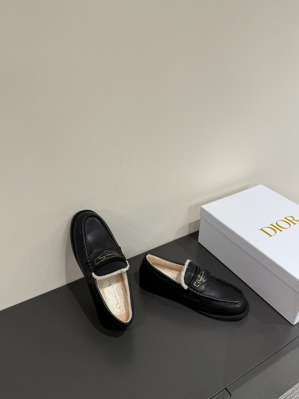 CD Loafers In Black Lambskin And Fleece Lining 109291